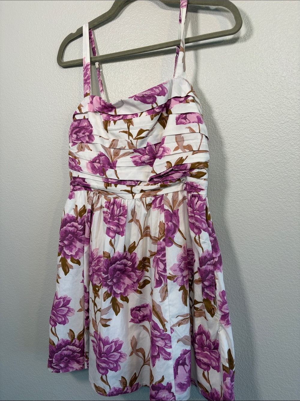 Abercrombie Emerson Wide Strap Fit & Flare Mini Dress in Purple Floral - M - Picture 3 of 5